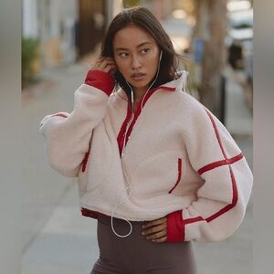 New Free People Movement Mountain High Half Zip Fleece Sz: M Ballet Slipper Comb